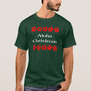 Aloha Christmas Red Hibiscus Hawaiian T-Shirt
