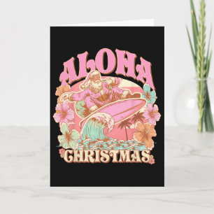 Aloha Christmas Santa Claus Surfing Hawaiian Mele Card