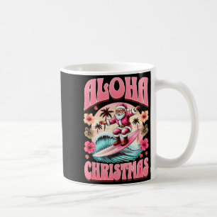 Aloha Christmas Santa Claus Surfing Hawaiian Mele Coffee Mug
