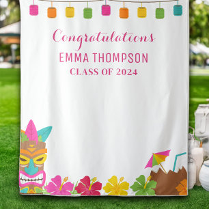 Aloha Class Of 2024 Graduation Luau Backdrop Tapestry