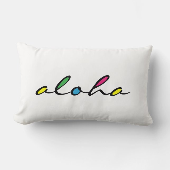 ALOHA colourful Lumbar Pillow (Front)
