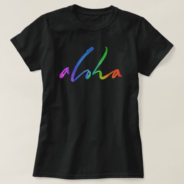 Aloha Colourful Tropical Lettering - Hawaii Hawai' T-Shirt (Design Front)