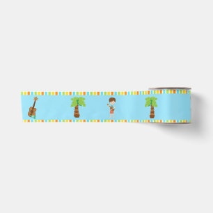 Aloha Cute Brown Hair Boy Satin Ribbon