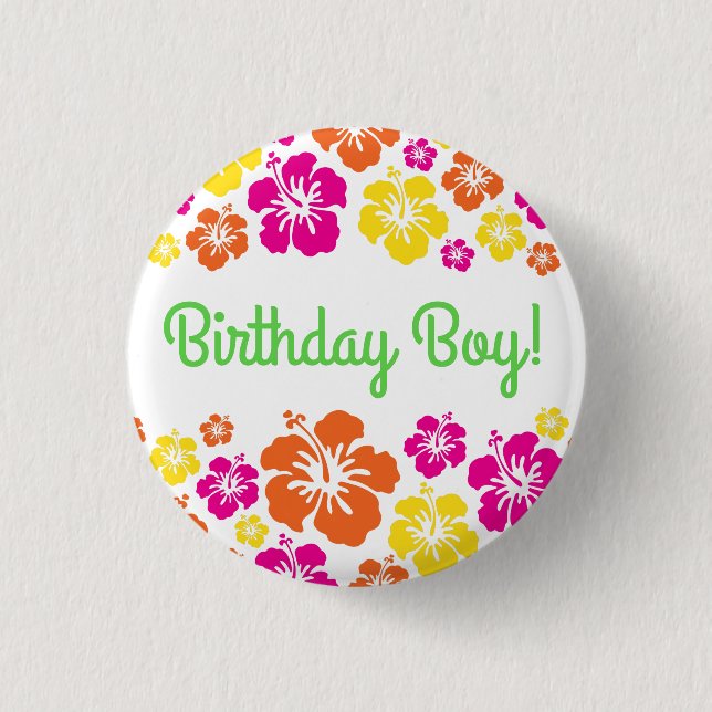 Aloha Cute Hawaiian 1st Birthday Party Theme 1 Inch Round Button (Front)