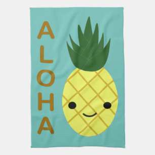Aloha Cute Kawaii Pineapple Kitchen Towel