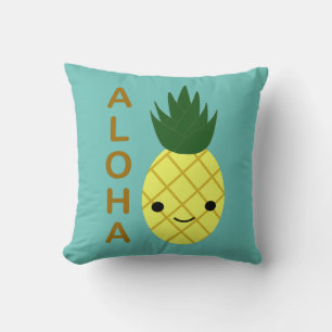 Aloha Cute Kawaii Pineapple Throw Pillow
