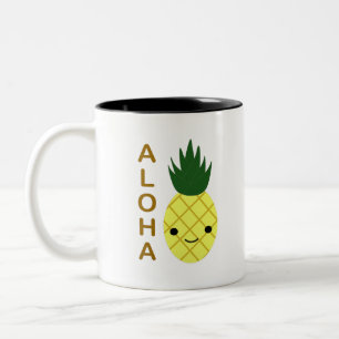 Aloha Cute Kawaii Pineapple Two-Tone Coffee Mug
