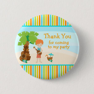 Aloha Cute Red Hair 'Thank you for coming' 2 Inch Round Button