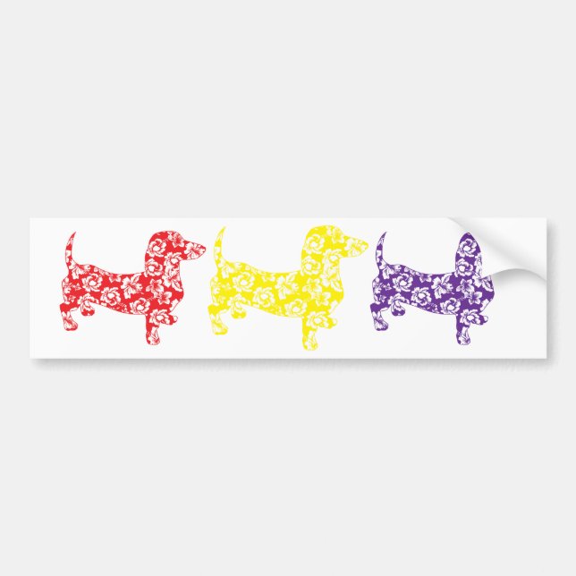 Aloha Dachshund Yellow Bumper Sticker (Front)