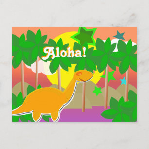 Aloha Dinosaur Sunset Postcard