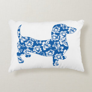 Aloha-Doxie-Blue Decorative Pillow