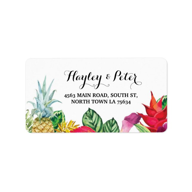 Aloha Elegant Address Luau Wedding Labels Stickers (Front)