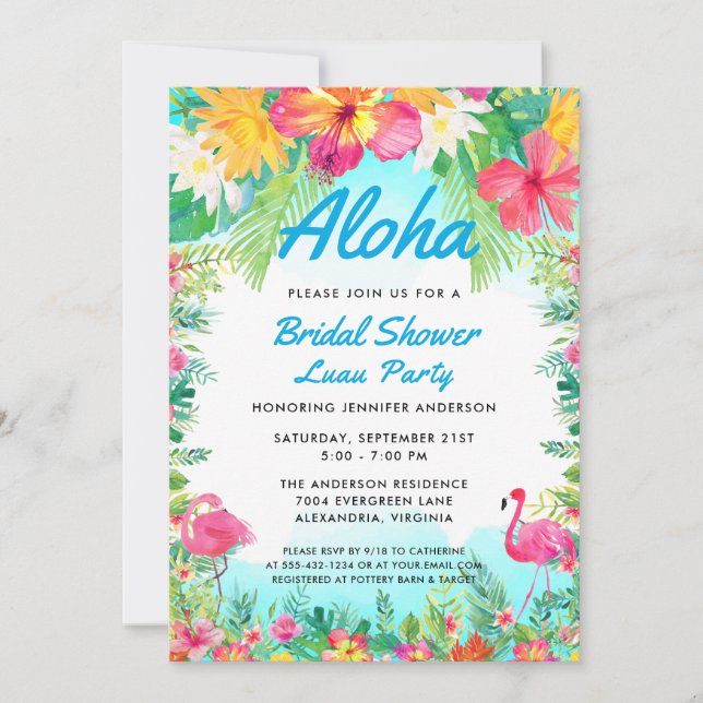 Aloha Fête des mariées tropicale Luau Invitation B (Devant)