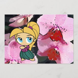Aloha fille de danse polynésienne blonde de carte
