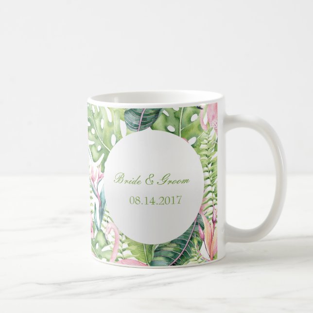 Aloha Flamingo Tropical Beach Wedding Coffee Mug (Right)