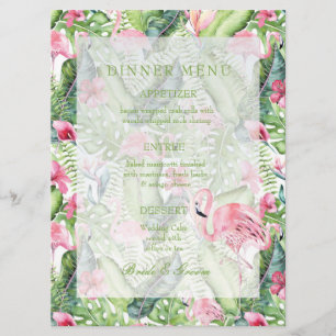 Aloha Flamingo Tropical Beach Wedding Menu