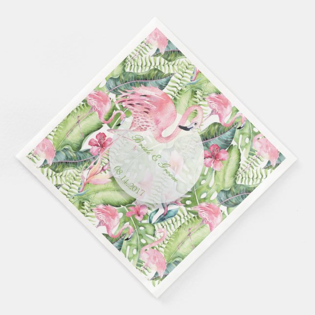 Aloha Flamingo Tropical Beach Wedding Napkin (Corner)