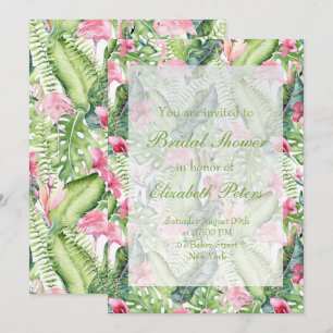 Aloha Flamingo Tropical Wedding Bridal Shower Invitation