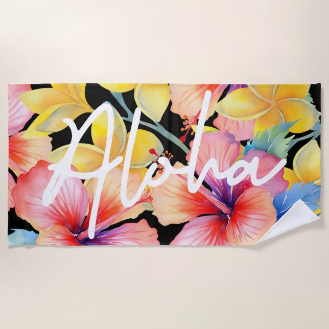 Aloha Floral Beach Towel v3 (Front)