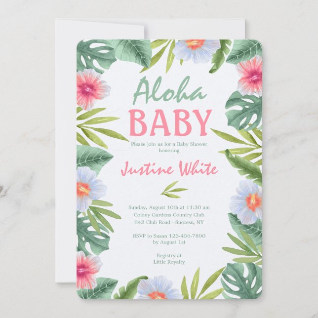 Aloha Floral Invitation (Front)