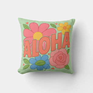 Aloha Floral Tropical Flower Design Cute Hawaiia Throw Pillow