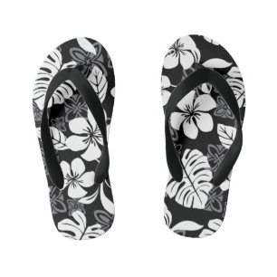 ALOHA FRIDAY (BLACK & GRAY) KID'S FLIP FLOPS
