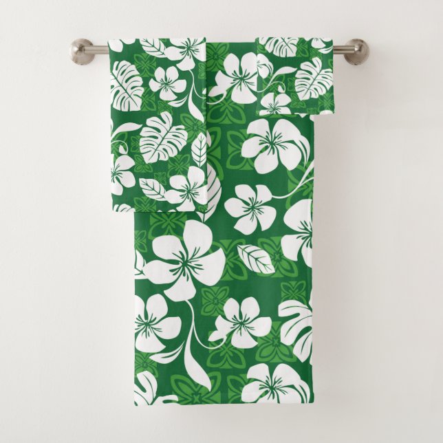 ALOHA FRIDAY (GREEN) BATH TOWEL SET (Insitu)