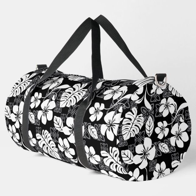 ALOHA FRIDAY PATTERN IN BLACK DUFFLE BAG (Left Corner)