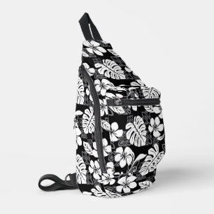 ALOHA FRIDAY PATTERN IN BLACK SLING BAG