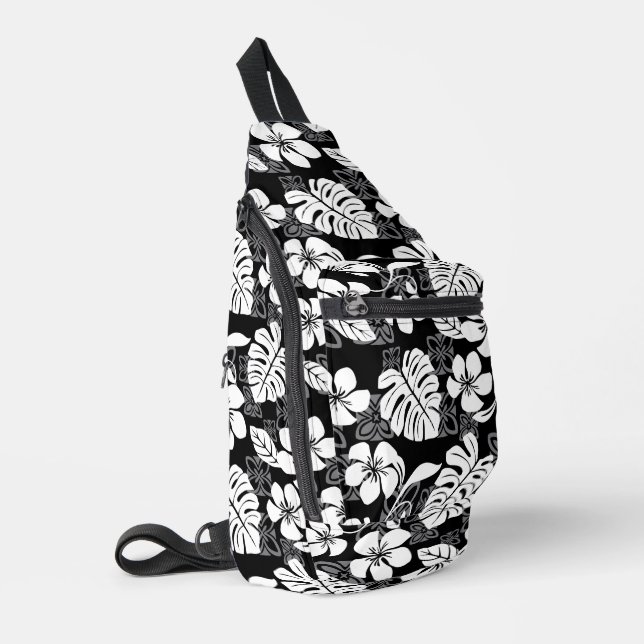 ALOHA FRIDAY PATTERN IN BLACK SLING BAG (Left Corner)