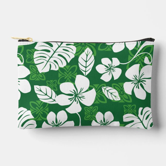 ALOHA FRIDAY PATTERN IN GREEN ACCESSORY POUCH (Front)