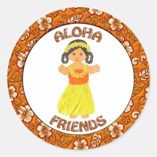 Aloha Friends ~ Hawaii ~ Hawaiian Girl Stickers