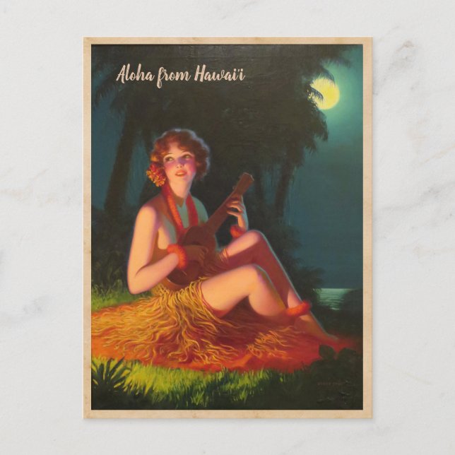 Aloha from Hawaii / Girl with Ukulele Postcard (Front)