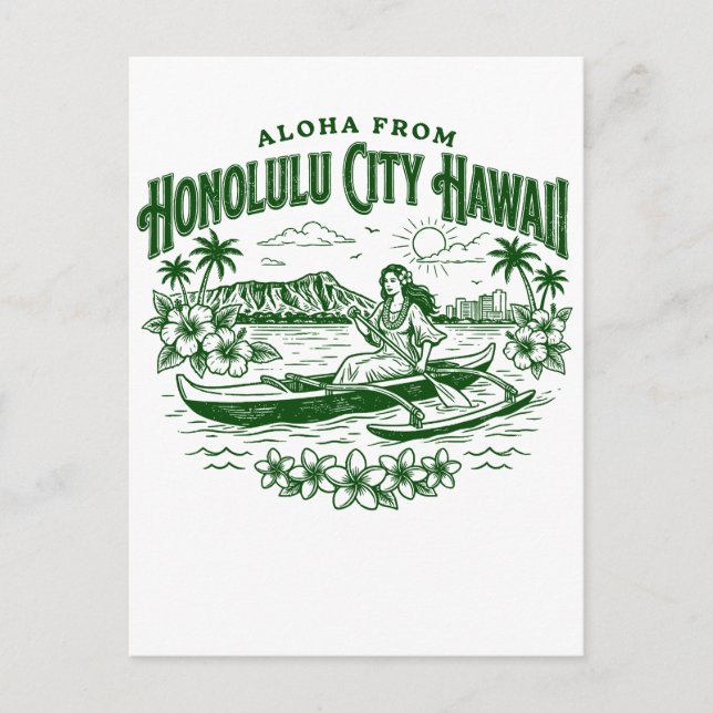 Aloha From Honolulu City Hawaii Postcard (Front)