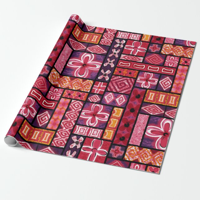  Aloha Gift Wrap | Pua Punch (Unrolled)