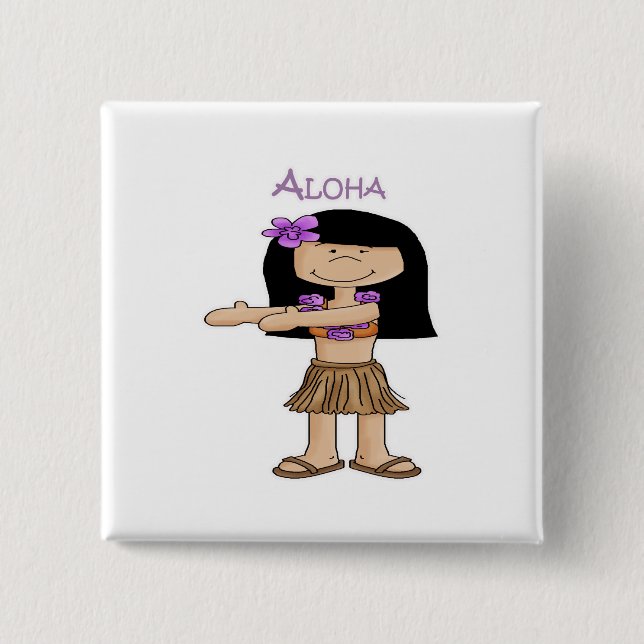 Aloha Girl 2 Inch Square Button (Front)