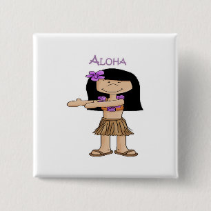 Aloha Girl 2 Inch Square Button