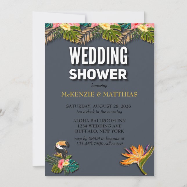 Aloha Glitter Wedding Shower Invitation (Front)