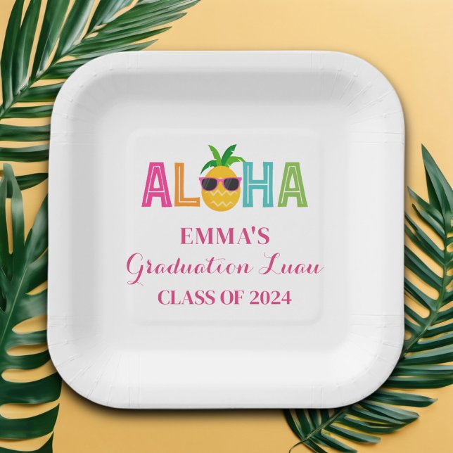 Aloha Graduation Luau Class Of 2024 Paper Plate (Creator Uploaded)