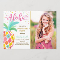 Aloha Graduation Party Invitation Pineapple hawaii
