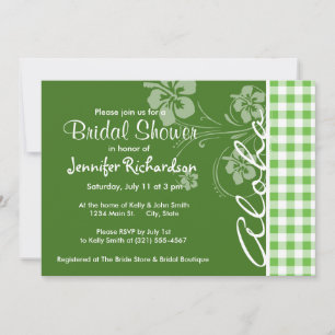 Aloha; Green Chequered; Gingham Invitation