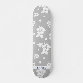 Aloha Grey Classic Hawaiian Seamless Pattern Skateboard