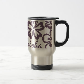 Aloha grey hibiscus travel mug