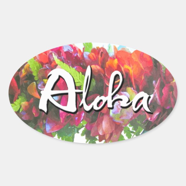 Aloha Haku Lei Oval Sticker (Front)