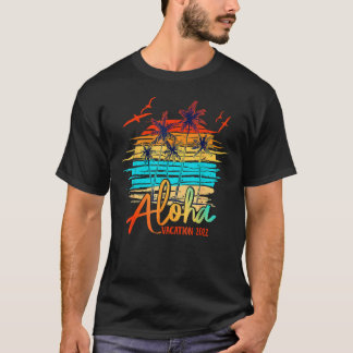 Aloha Hawaii 2022 Island Palm Beach Retro Sun Vaca T-Shirt