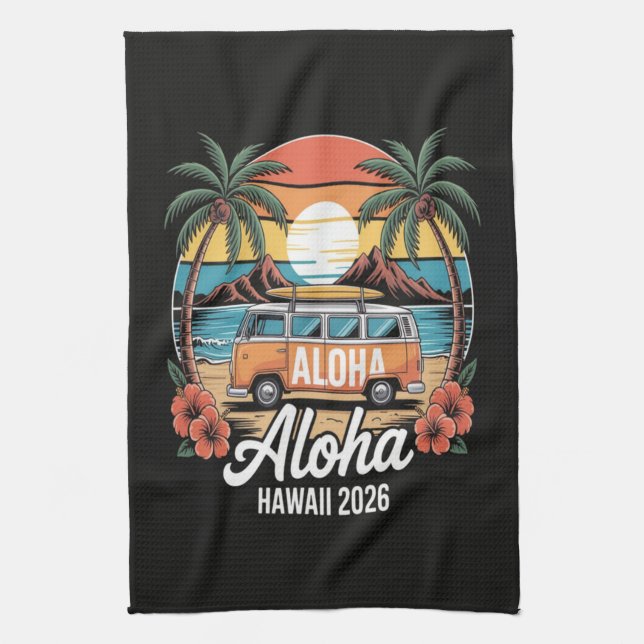 Aloha Hawaii 2026 Kitchen Towel (Vertical)