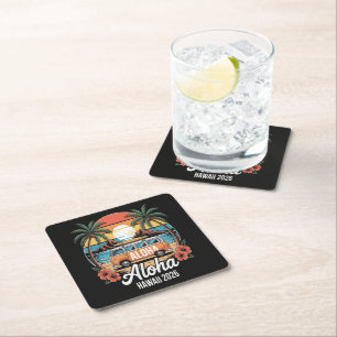 Aloha Hawaii 2026 Square Paper Coaster