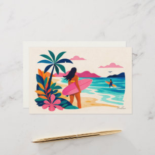 Aloha hawaii art surfer blank inside stationery