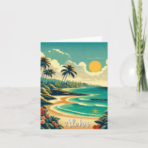 Aloha Hawaii Beach Oceanfront Carte de voeux pliée