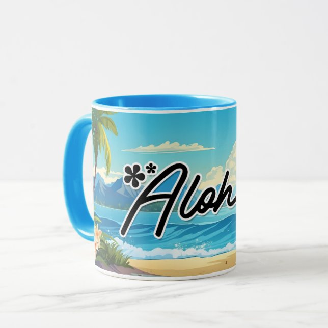 Aloha Hawaii Beach Souvenir Café Mug (Devant gauche)
